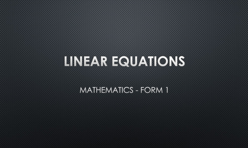 LINEAR EQUATIONS